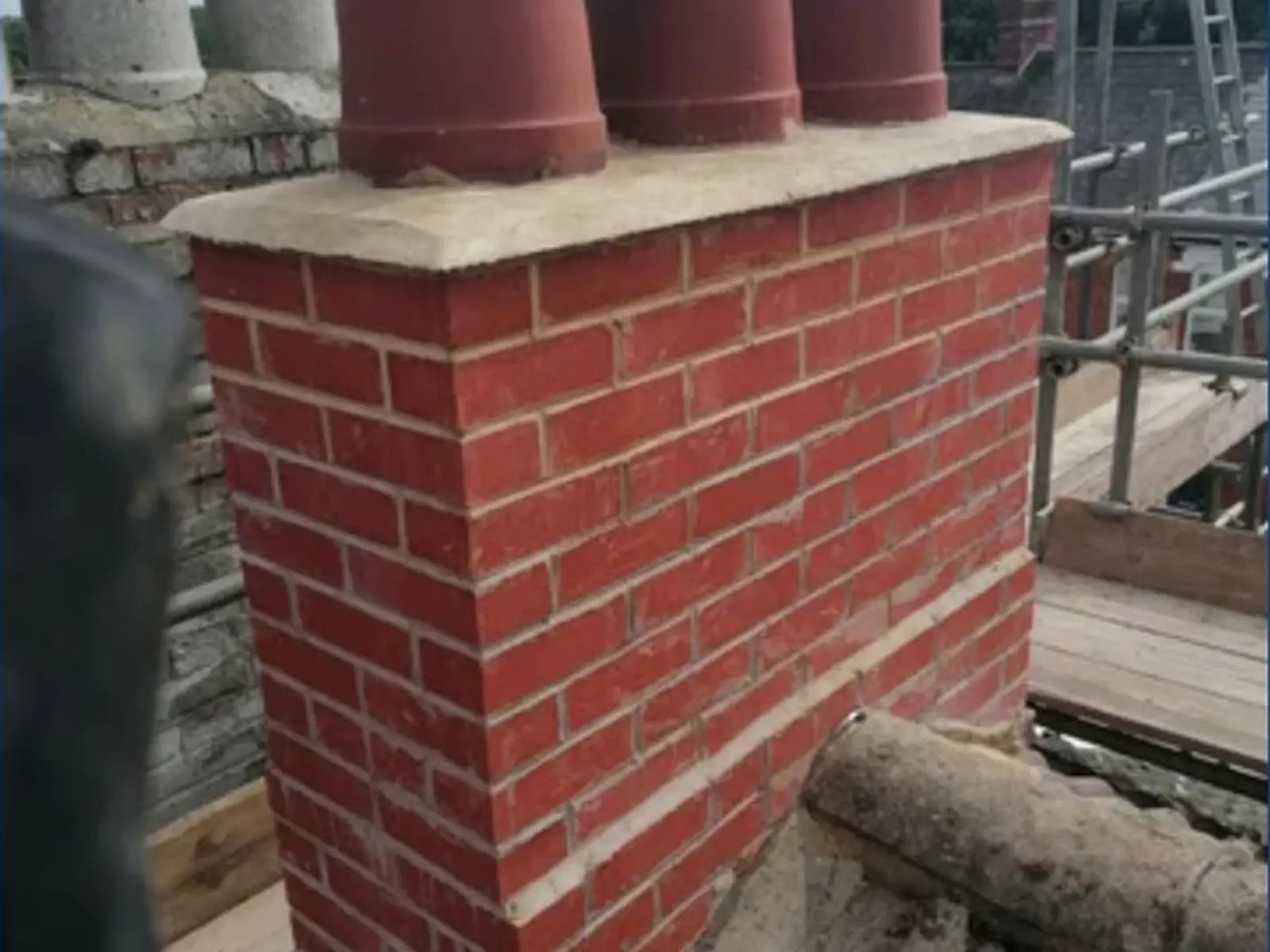 Rebuilt brick chimney